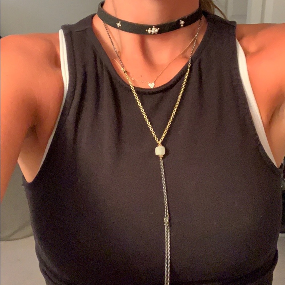 Cool / trendy Black and gold short/long necklace